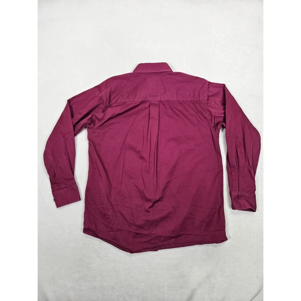 Ariat Shirt Mens Med Red Long Sleeve Button Down Pocket Logo 100% Cotton Western